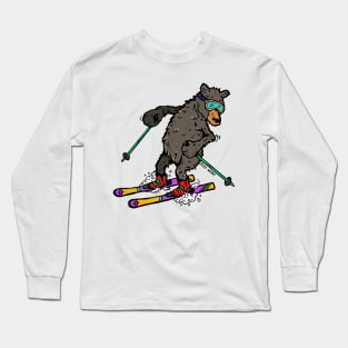 Bear on Skis, a Skiing Black Bear, bear, skis, etc... Long Sleeve T-Shirt